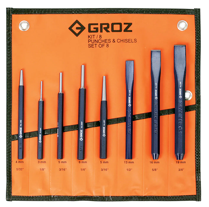 Groz Punch and Chisel Sets with Pouch 33000