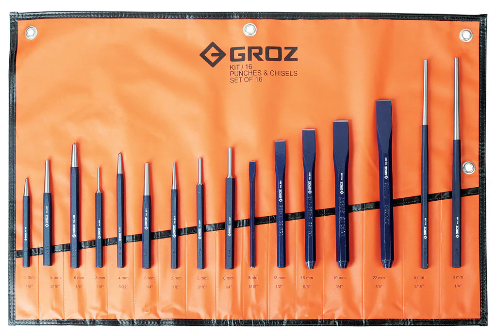 Groz Punch and Chisel Sets with Pouch 33000