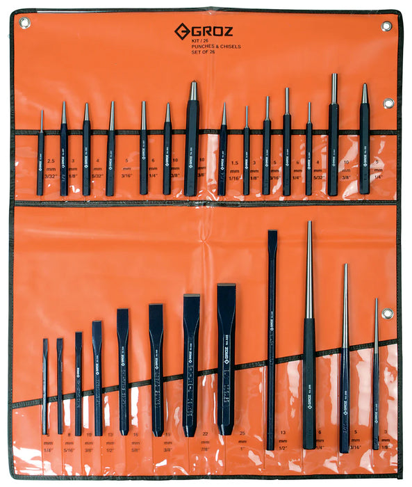 Groz Punch and Chisel Sets with Pouch 33000