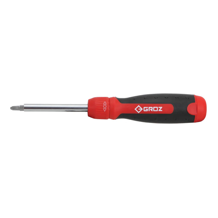 Groz Ratcheting Screwdriver with 7 Steel Interchangeable Bits 33713
