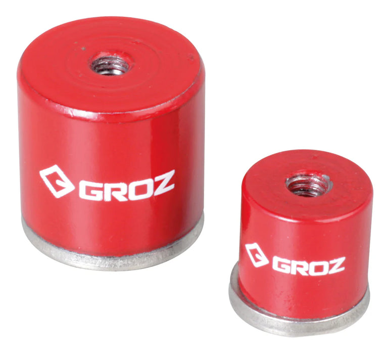 Groz Pot Magnet with 1/4" Tapped Hole, in 6, 10, 13.2, or 28.6 Pound Magnetic Pulls 3435