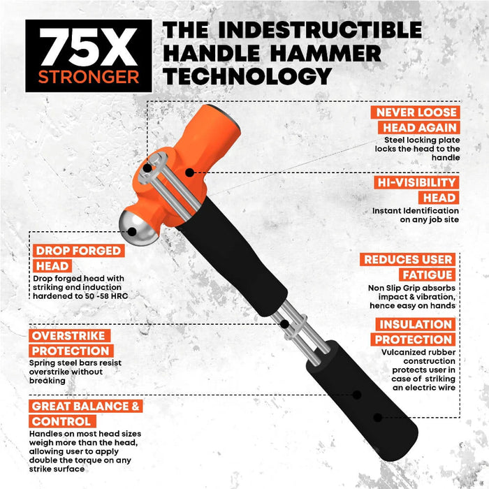 Groz 14" Indestructible Handle Ball Pein Hammer, 32 oz. Head 34541