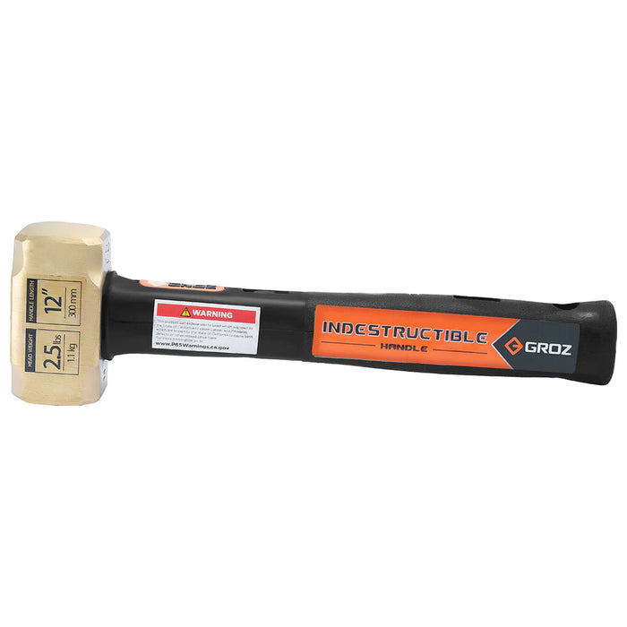 Groz 12" Indestructible Handle Brass Head Sledgehammer, 2.5 lb. 34700