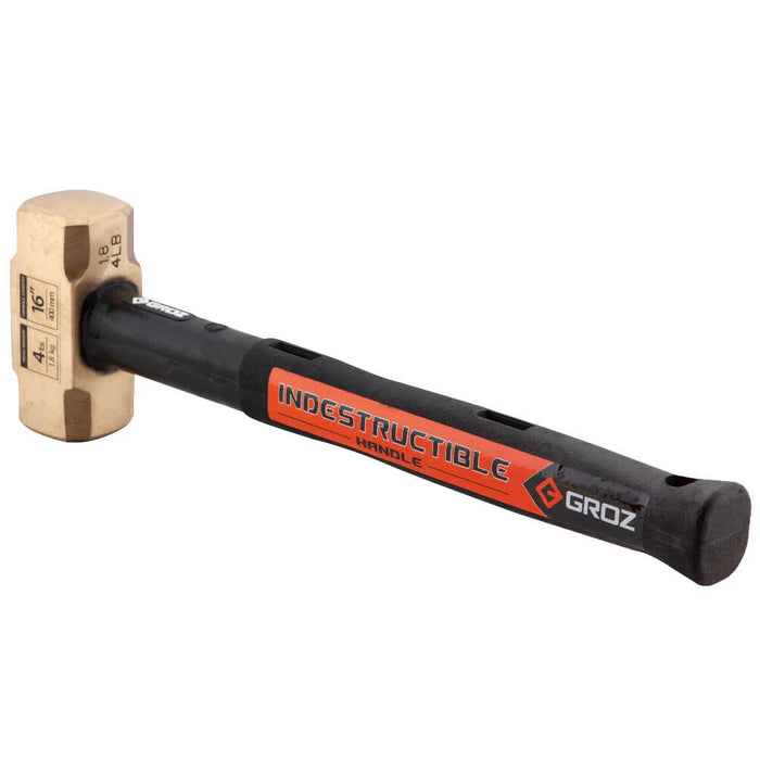 Groz 16" Indestructible Handle Brass Head Sledgehammer, 4 lb. 34703