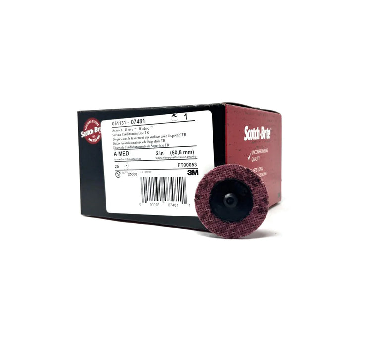 MT-RSR Scotch-Brite Roloc 07481 Surface Conditioning Disc - Maroon - Medium - 2in - TP - 25 per box 3M-07481