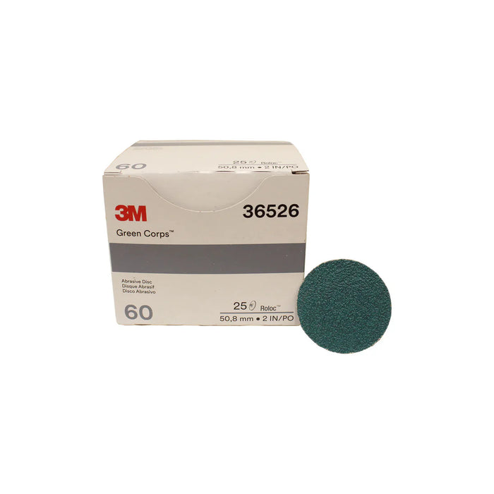 MT-RSR 2” Green Corps Roloc 60 grit, 25 Discs/Carton 3M 3M-36526
