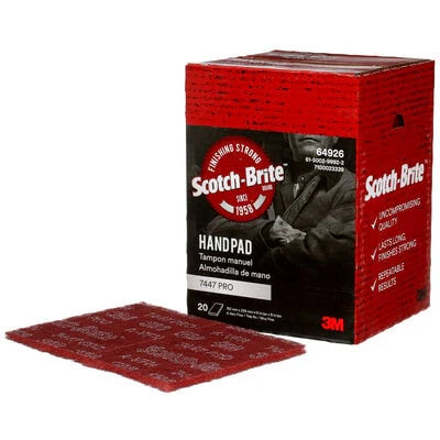 MT-RSR Scotch-Brite Hand Pad 7447 PRO, PO-HP, A/O Very Fine, Maroon, 6 in x 9 in, 20/Carton 3M-7447PRO