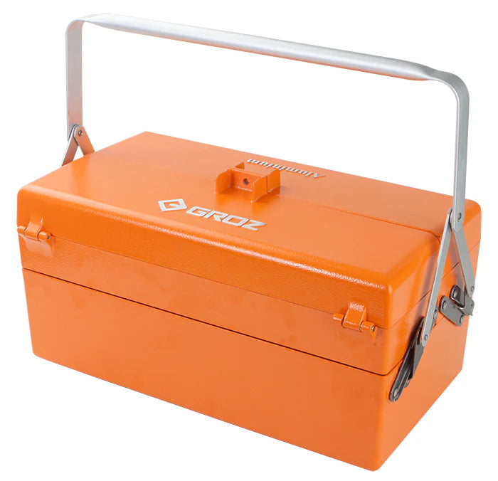 Groz 18" Aluminum Die Cast Cantilever Tool Box, Five-Tray Organizer 40004