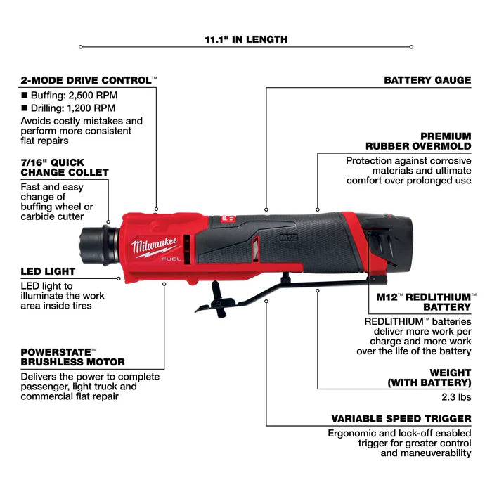 MT-RSR Milwaukee M12 FUEL Low Speed Tire Buffer Kit MLW-2409-22