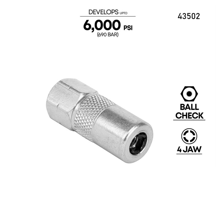Prolube 4-JAW Hydraulic Coupler Grease Fitting, 1/8" NPT 43512