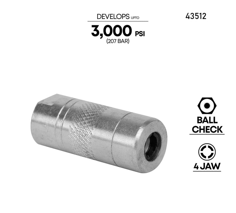 Prolube 4-JAW Hydraulic Coupler Grease Fitting, 1/8" NPT 43512
