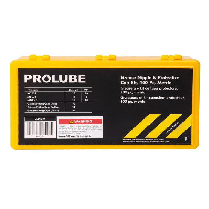 Prolube 100 Piece Grease Fitting and Extra-Long Grease Fitting Caps Set 43979