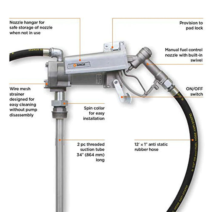 Groz High Flow Electric Fuel Pumps, 12V DC, Explosion Proof 44045