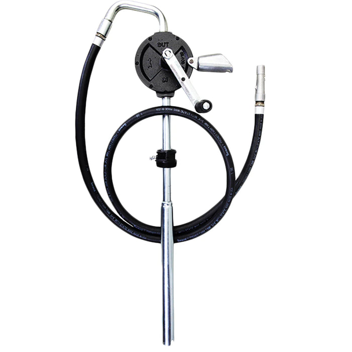 Groz Industrial Rotary Drum Pump, Vane Manual, with 8 Foot Anti-Static Hose, Non-Sparking Nozzle & Nozzle Holder 44081