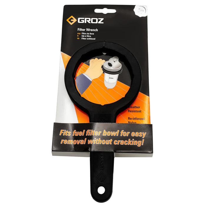 Groz Fuel Filter Wrench, Opens Ffl-02 Series Filter Bowls 44394