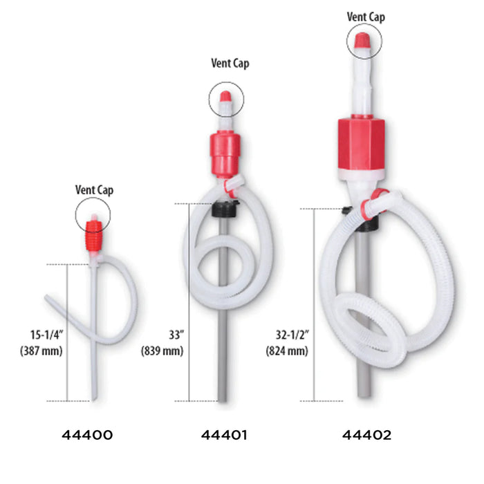 Groz Plastic Siphon Pumps, available in 2, 5, and 7 GPM 44401