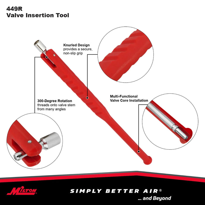 Milton 449R Tire Valve Stem Puller & Installation Tool w/Tire Valve Core Remover