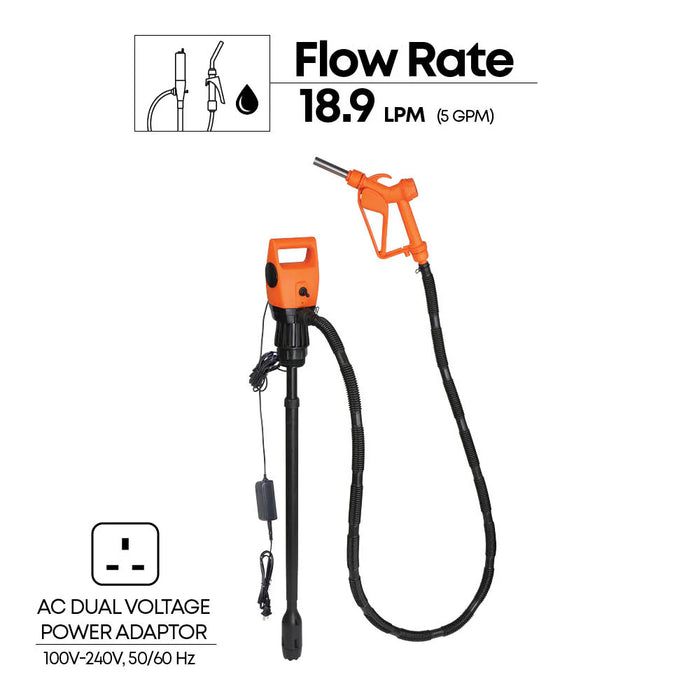Groz Electric Drum/IBC Pump - for Diesel, DEF, Water, Anti-Freeze, Light Oils up to 100 cSt 45504