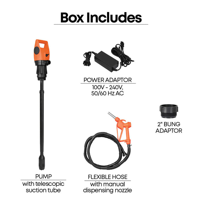 Groz Electric Drum/IBC Pump - for Diesel, DEF, Water, Anti-Freeze, Light Oils up to 100 cSt 45504