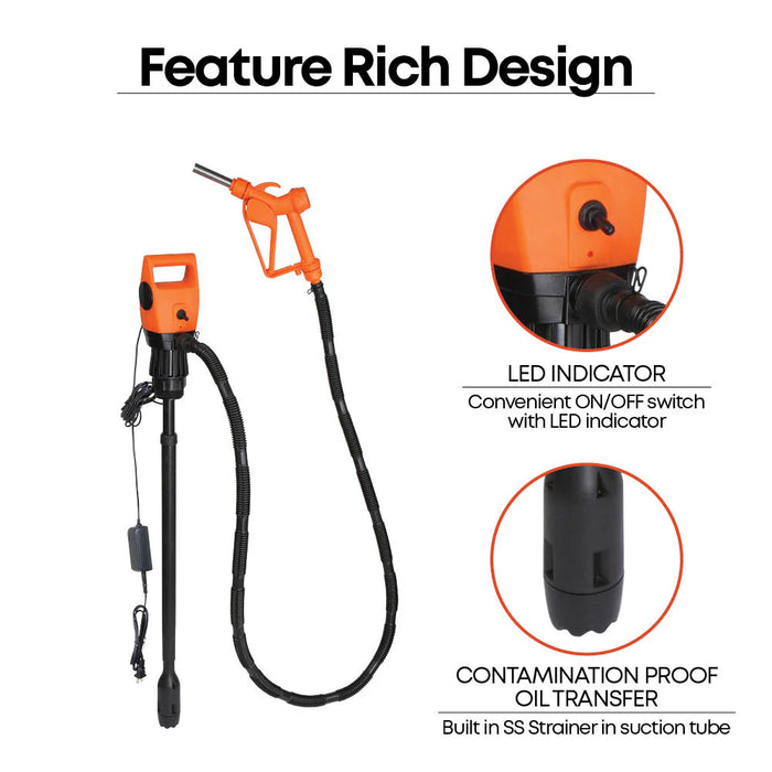 Groz Electric Drum/IBC Pump - for Diesel, DEF, Water, Anti-Freeze, Light Oils up to 100 cSt 45504