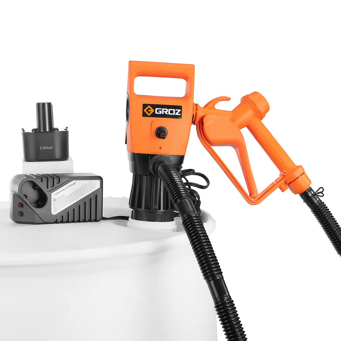 Groz 18.5V Li-Ion Rechargeable Electric Telescopic Drum/IBC Pump 45516
