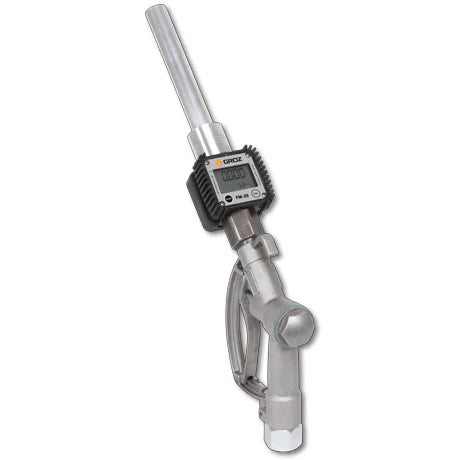 Groz Manual Fuel Nozzle with Swivel at inlet & Digital Turbine Meter at Outlet, 3/4" NPT or 1" NPT 45661