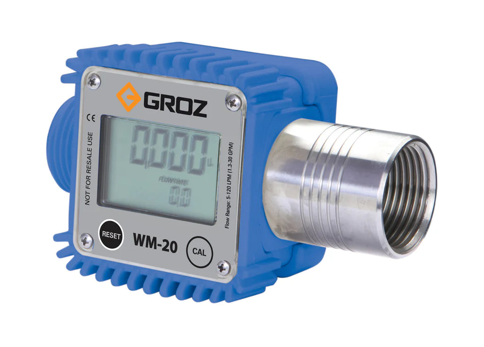 Groz Heavy-Duty Digital DEF / Adblue Meter, 1" BSP, Polyamide turbine 45670