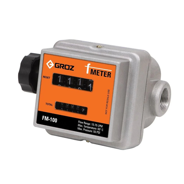 Groz Mechanical F-Meter, Liters, 3/4" NPT 45681