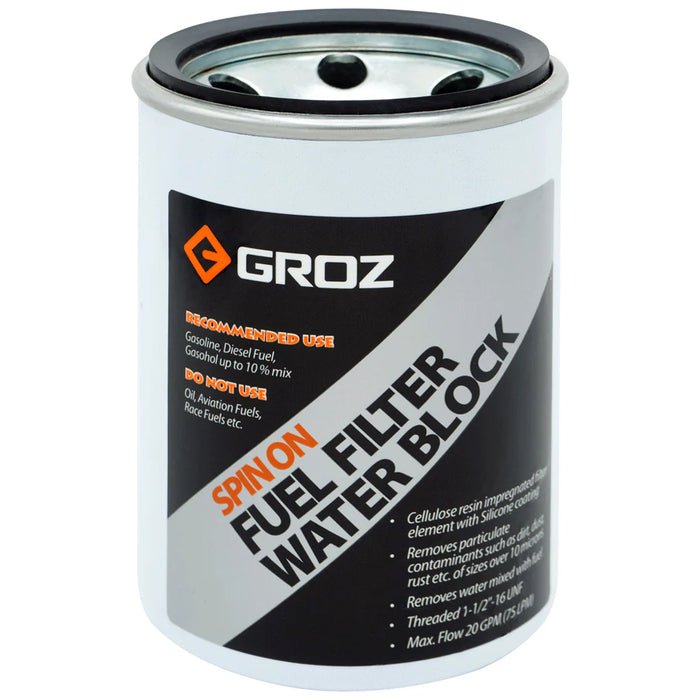 Groz Replacement Fuel Filter with 10 Micron Filter Water Block Cartridge for 45903 (Cartridge Only) 45911