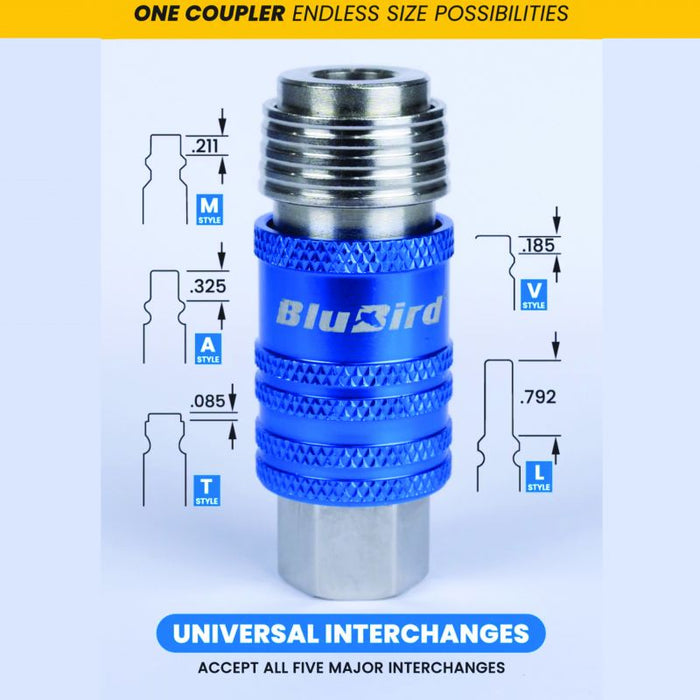 BluBird 5-in-1 Coupler w/ 1/4" Female Thread CP5-1