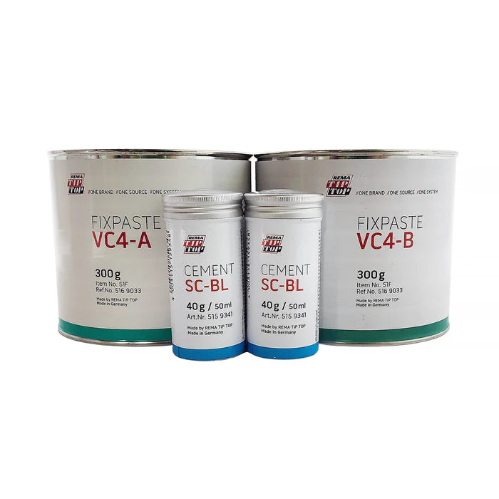 MT-RSR Rema 51F Vulcanizing Compound, 300 gm each of A & B, 40 gm Blue Cement - Flammable REM-51F