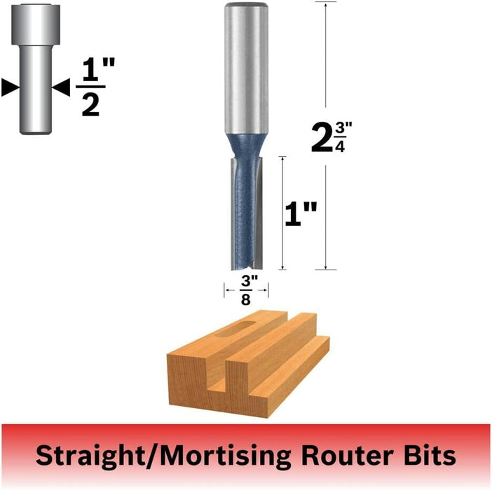 Bosch STRAIGHT BIT 3/8", 1/2" SHK., 2 FLT., C.T. (SUPER) 85241M