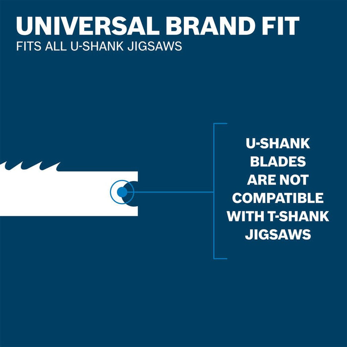 Bosch 2-3/4", 12TPI, HCS UNIVERSAL SHANK JIGSAW BLADE  (5 PK) U19BO