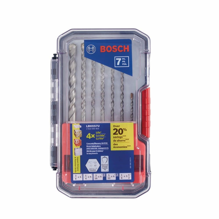 Bosch SET 7PCS THREE-FLAT SHANK HAMMER DRILL MASONRY BITS LBHS7U