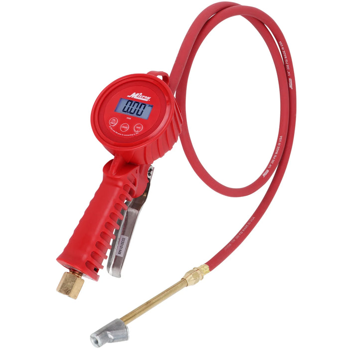 Milton 555e 555e Digital Tire Inflator Gauge, used on multiple vehicle types, measures from 5 to 220 PSI, ± 1 PSI Accuracy