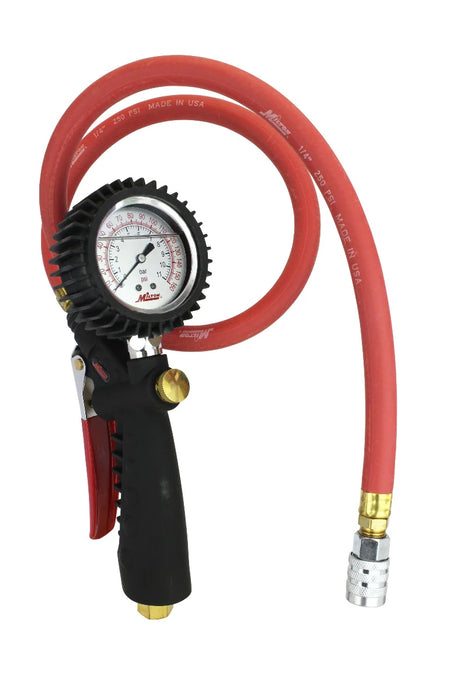 Milton 572A Pro Analog Tire Inflator/Pressure Pistol Grip Gauge, Kwik Grip Safety Chuck, 36" Hose -160PSI