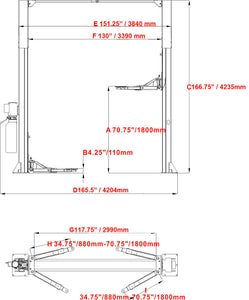 Katool KT-M120 Two Post Clear-floor Vehicle Lift 12,000lbs