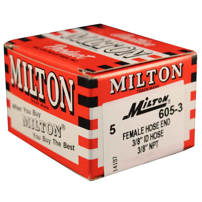 Milton 605-3 3/8" FNPT 3/8" ID Hose End Fitting (Box of 5)