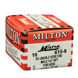 Milton 615-8 1/4" MNPT 1/2" OD Reusable Hose End Fitting (Box of 10)