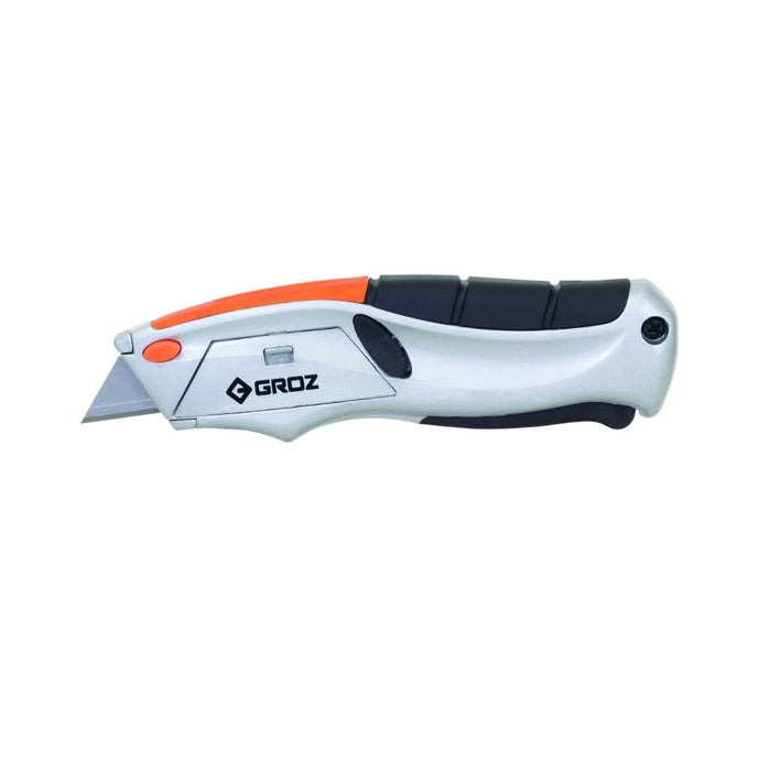 Groz Retractable Utility Knife, with Blade Storage for up to 6 Extra Blades 61500