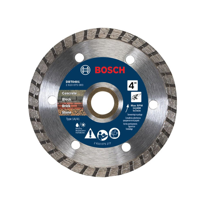 Bosch 4" STANDARD DIAMOND BLADE TURBO RIM 7/8", 20MM, 5/8" ARBORS DBT0401
