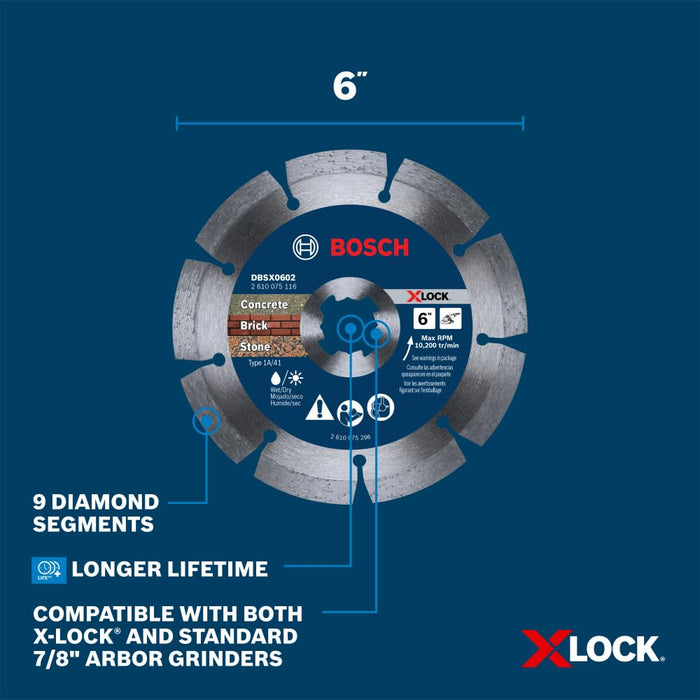 Bosch 6"  XLOCK PREMIUM DIAMOND BLADE SEGMENTED RIM DBSX0602