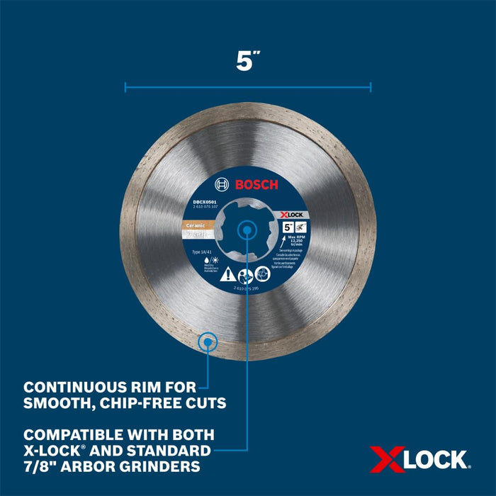 Bosch 5"  XLOCK STANDARD DIAMOND BLADE CONTINUOUS RIM DBCX0501