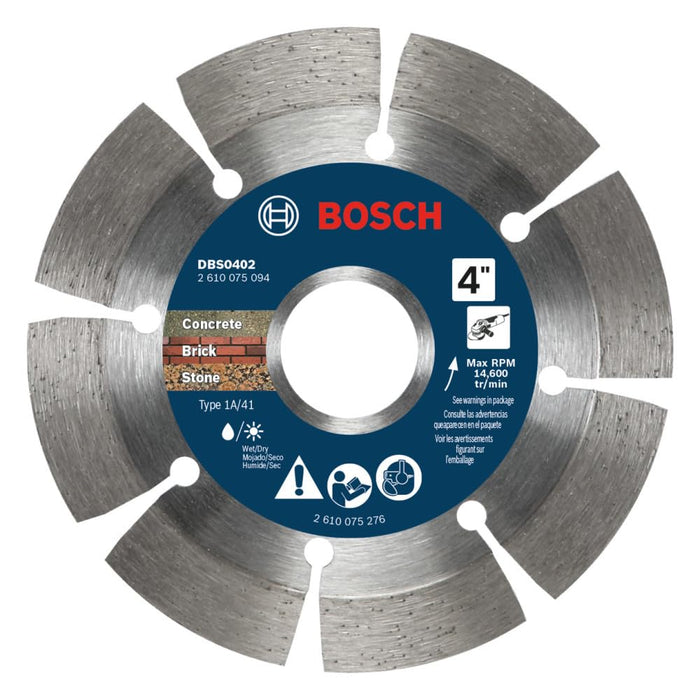 Bosch 4" PREMIUM DIAMOND BLADE SEGMENTED RIM 7/8", 20MM, 5/8" ARBOR DBS0402