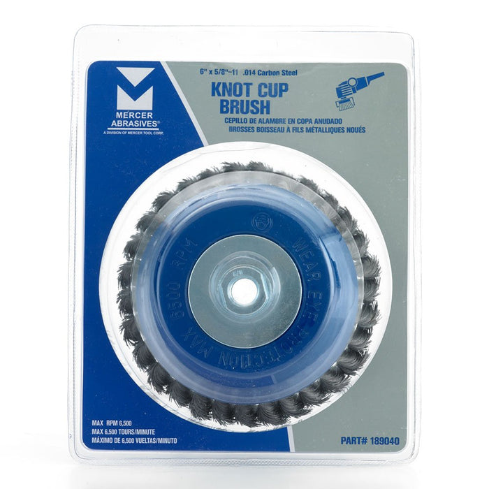 Bosch 6" CUP BRUSH, KNOTTED, CARBON STEEL,  5/8" X 11" ARBOR WBS511