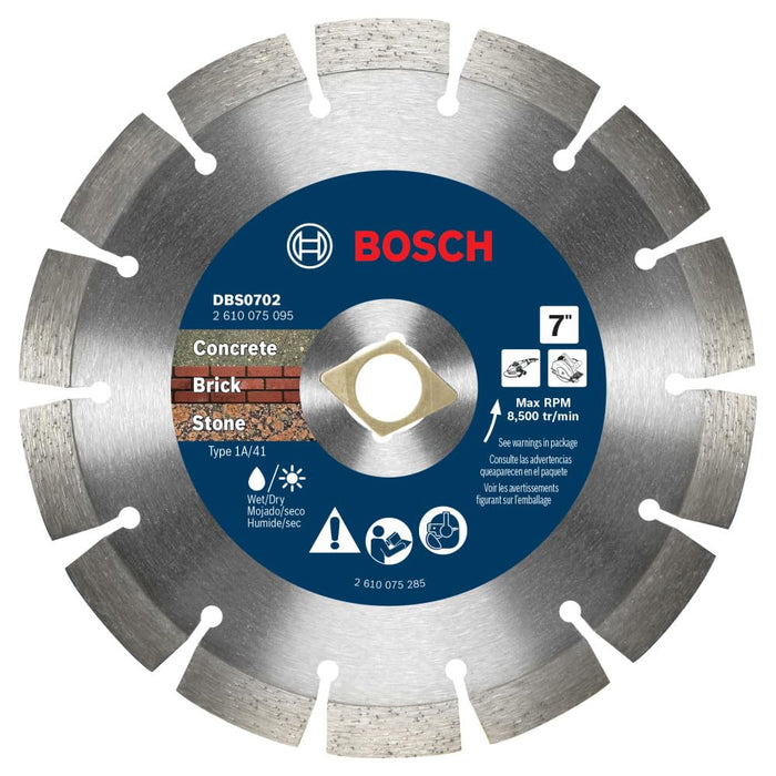 Bosch 7"  PREMIUM DIAMOND BLADE SEGMENTED RIM 7/8" DKO & 5/8" ARBORS DBS0702