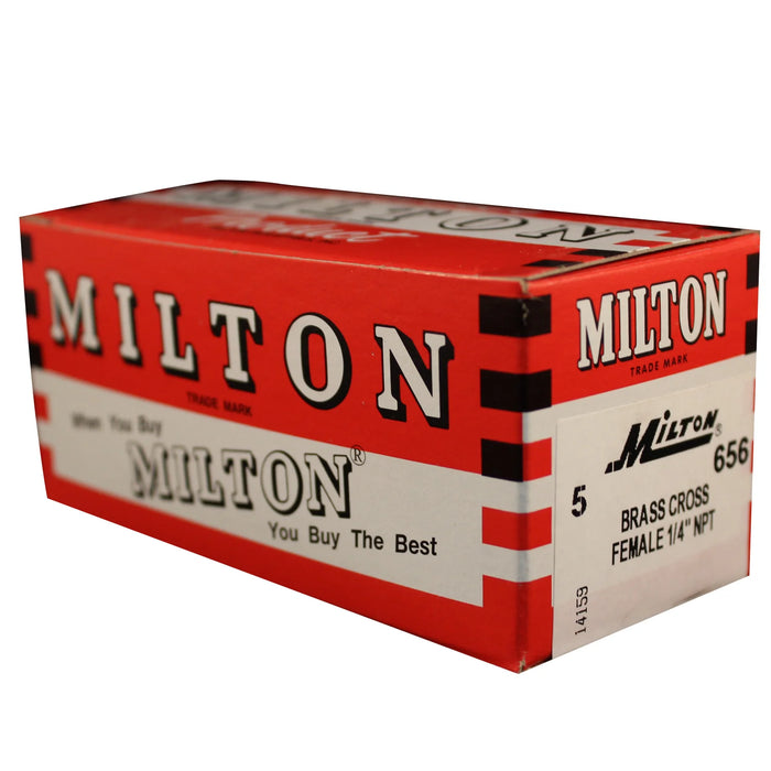 Milton 656 1/4" FNPT Brass Cross Hose Fitting (Box of 5)