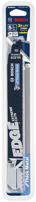 Bosch 9 IN. 8/10 TPI RECIPROCATING SAW BLADE FOR THICK METAL - 5 PC. RESM9X2