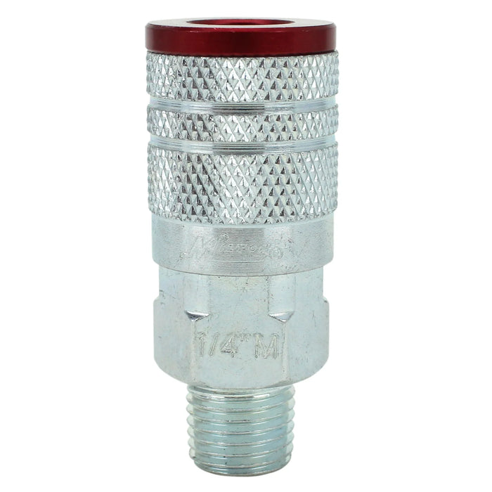 Milton 716MC COLORFIT® Couplers (M-STYLE®, Red) - 1/4" NPT Male (Box of 10)