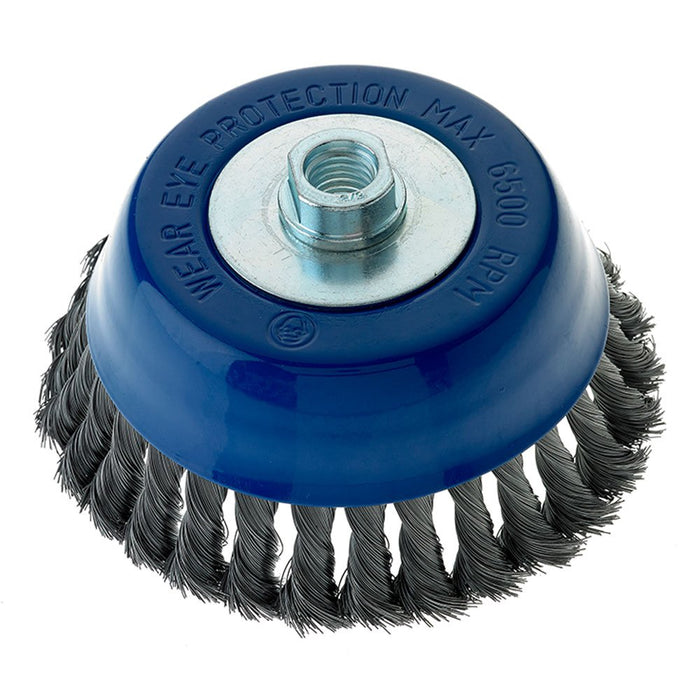 Bosch 6" CUP BRUSH, KNOTTED, CARBON STEEL,  5/8" X 11" ARBOR WBS511